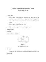 Giáo án Vật lý 12 - CÔNG SUẤT CỦA DÒNG ĐIỆN XOAY CHIỀU HỆ SỐ CÔNG SUẤT ppsx