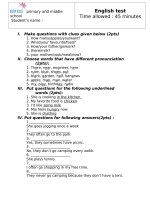 Đề Kiểm tra Anh Văn lớp 6(Số 03)