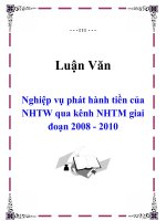 Luận văn: Nghiệp vụ phát hành tiền của NHTW qua kênh NHTM giai đoạn 2008 - 2010 ppt