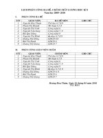 Lịch phân công ra đề coi chấm KT HK