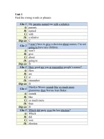 Ngân hàng đề trắc nghiệm tiếng Anh 3 - Unit 1 ppt