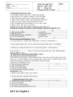 Đề thi Anh 6 HK II+Đáp án