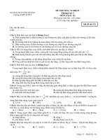 ĐỀ THI TRẮC NGHIỆM MÔN {Vật lý 12} ppsx