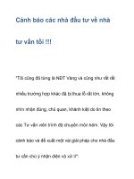 Cảnh báo các nhà đầu tư về nhà tư vấn tồi !!! 