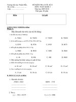 Đề kiểm tra Toán cuối kỳ II lớp 3