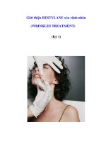 Giới thiệu RESTYLANE xóa rãnh nhăn (WRINKLES TREATMENT) (Kỳ 1) pps