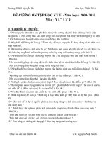 Đề cương ôn tập thi học kỳ 2 vật lý 9-năm học 2009-2010