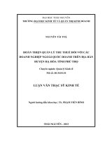Hoàn thiện quản lý thu thuế đối với các doanh nghiệp ngoài quốc doanh trên địa bàn huyện Hạ Hòa tỉnh Phú Thọ