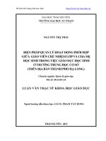 Biện pháp quản lý hoạt động phối hợp giữa giáo viên chủ nhiệm lớp và cha mẹ học sinh trong việc giáo dục học sinh ở trường trung học cơ sở