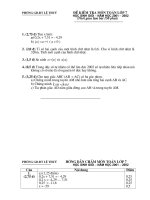 Đề thi HSG$ ĐÁP ÁN môn Toán 7 năm học 2001-2002