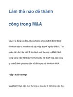Làm thế nào để thành công trong M&A docx