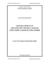 Giáo dục pháp luật cho sinh viên trường cao đẳng công nghiệp và kinh tế công nghiệp
