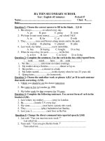 Đề kiểm tra 1 tiết T.A Lớp 8