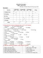 Đề Kiểm tra Học kỳ II môn Tiếng Anh khối 6_Đề chẵn