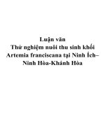 luận văn: Thử nghiệm nuôi thu sinh khối Artemia franciscana tại Ninh Ích–Ninh Hòa-Khánh Hòa potx