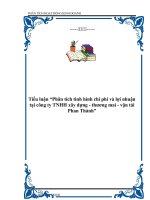 Tiểu luận “Phân tích tình hình chi phí và lợi nhuận tại công ty TNHH xây dựng - thương mai - vận tải Phan Thành” pps