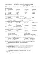 ĐỀ VÀ ĐÁP ÁN KIỂM TRA  HK2 ANH LỚP 8 KỲ 2