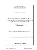 Quản lý hoạt động dạy học đáp ứng yêu cầu chuẩn kiến thức kỹ năng ở trường THPT Yên Ninh huyện Phú Lương tỉnh Thái Nguyên