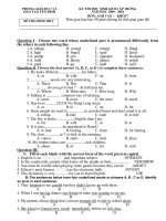 Đề thi HSG cấp trường môn TA 7