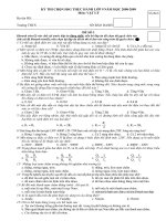 KỲ THI CHỌN HSG THỰC HÀNH LỚP 9 NĂM HỌC 2008-2009 (Đề lý thuyết TN)