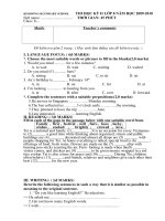 ĐỀ THI TIẾNG ANH 8 HK II