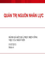 QUẢN TRỊ NGUỒN NHÂN LỰC ĐÁNH GIÁ KẾT QUẢ THỰC HIỆN CÔNG VIỆC CỦA NHÂN VIÊN