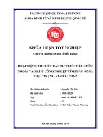 Thu hút đầu tư trực tiếp nước ngoài vào các KCN Bắc Ninh: thực trang và giải pháp