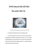 10 lời khuyên khi chế biến bảo quản thức ăn pps