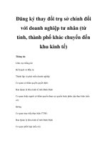 Đăng ký thay đổi trụ sở chính đối với doanh nghiệp tư nhân (từ tỉnh, thành phố khác chuyển đến khu kinh tế) potx
