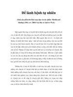 Để lành bệnh tự nhiên - Phần 1 pptx