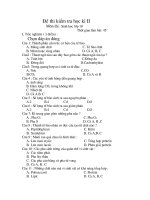 De thi sinh hoc lop 10 hoc ki II