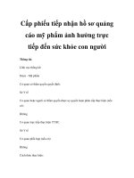 Cấp phiếu tiếp nhận hồ sơ quảng cáo mỹ phẩm ảnh hưởng trực tiếp đến sức khỏe con người pot