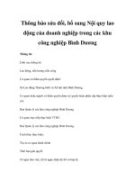 Thông báo sửa đổi, bổ sung Nội quy lao động của doanh nghiệp trong các khu công nghiệp Bình Dương ppt