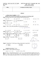 ĐỀ KIỂM TRA TOÁN HK II + ĐÁP ÁN