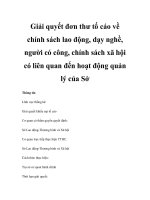Giải quyết đơn thư tố cáo về chính sách lao động, dạy nghề, người có công, chính sách xã hội có liên quan đến hoạt động quản lý của Sở doc