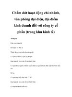 Chấm dứt hoạt động chi nhánh, văn phòng đại diện, địa điểm kinh doanh đối với công ty cổ phần (trong khu kinh tế) pptx