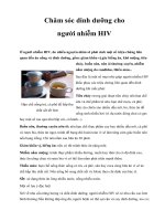 Chăm sóc dinh dưỡng cho người nhiễm HIV pps