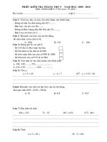 Đề KT Toán 2 tháng thứ 9(09-10)