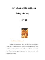 Lợi ích của việc nuôi con bằng sữa mẹ (Kỳ 2) ppt
