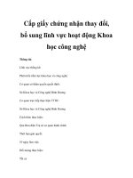 Cấp giấy chứng nhận thay đổi, bổ sung lĩnh vực hoạt động Khoa học công nghệ pptx