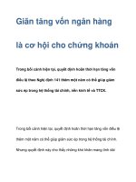 Giãn tăng vốn ngân hàng là cơ hội cho chứng khoán pptx