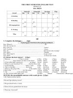 Đề kiểm tra Anh văn 6 Học kỳ I