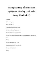 Thông báo thay đổi tên doanh nghiệp đối với công ty cổ phần (trong Khu kinh tế) ppsx