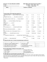 Đề kiểm tra Anh văn 7 Học kỳ I