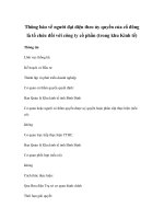 Thông báo về người đại diện theo ủy quyền của cổ đông là tổ chức đối với công ty cổ phần (trong khu Kinh tế) pptx