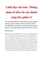 Lãnh đạo căn bản: Những nhân tố tiềm ẩn của thành công lớn (phần 3) ppt