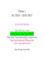 Bài giảng Đại số tuyến tính: Chương 1 Ma trận  định mức