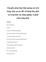 Cấp giấy phép thực hiện quảng cáo trên bảng, biển, pa-no đối với hàng hóa, dịch vụ trong lĩnh vực nông nghiệp và phát triển nông thôn potx