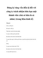 Đăng ký tăng vốn điều lệ đối với công ty trách nhiệm hữu hạn một thành viên (chủ sở hữu là cá nhân) (trong Khu kinh tế) potx