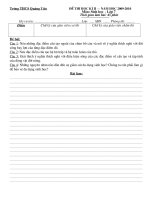 Đáp án và biểu điểm chấm thi các môn kì II (2009-2010)